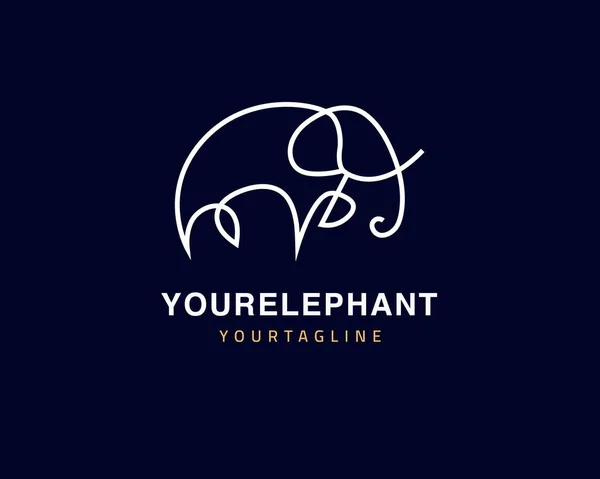 Raffreddare Una Linea Elephant Logo Design Unico Concetto Animale Può — Vettoriale Stock