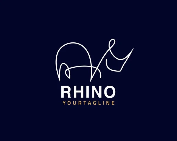 Raffreddare Una Linea Rhino Logo Design Unico Concetto Animale Può — Vettoriale Stock
