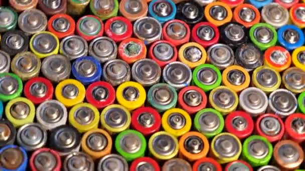 Used Batteries Waste High Risk Environment Background Batteries — Stock Video