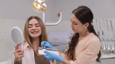 Diş sağlığını iyileştirmek için dişçide çalışan kadın..