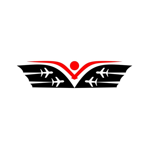 Логотип самолет путешествия крыло туризма — стоковый вектор