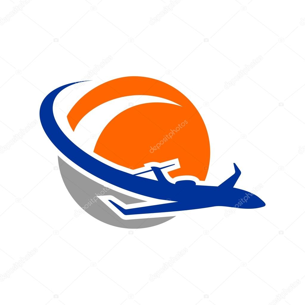 Holiday Plane Logo flying aviation trip vocation route expedition traveling