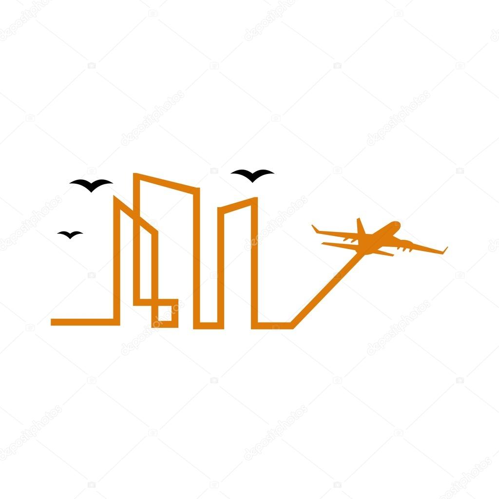 Holiday Plane Logo flying aviation trip vocation route expedition traveling