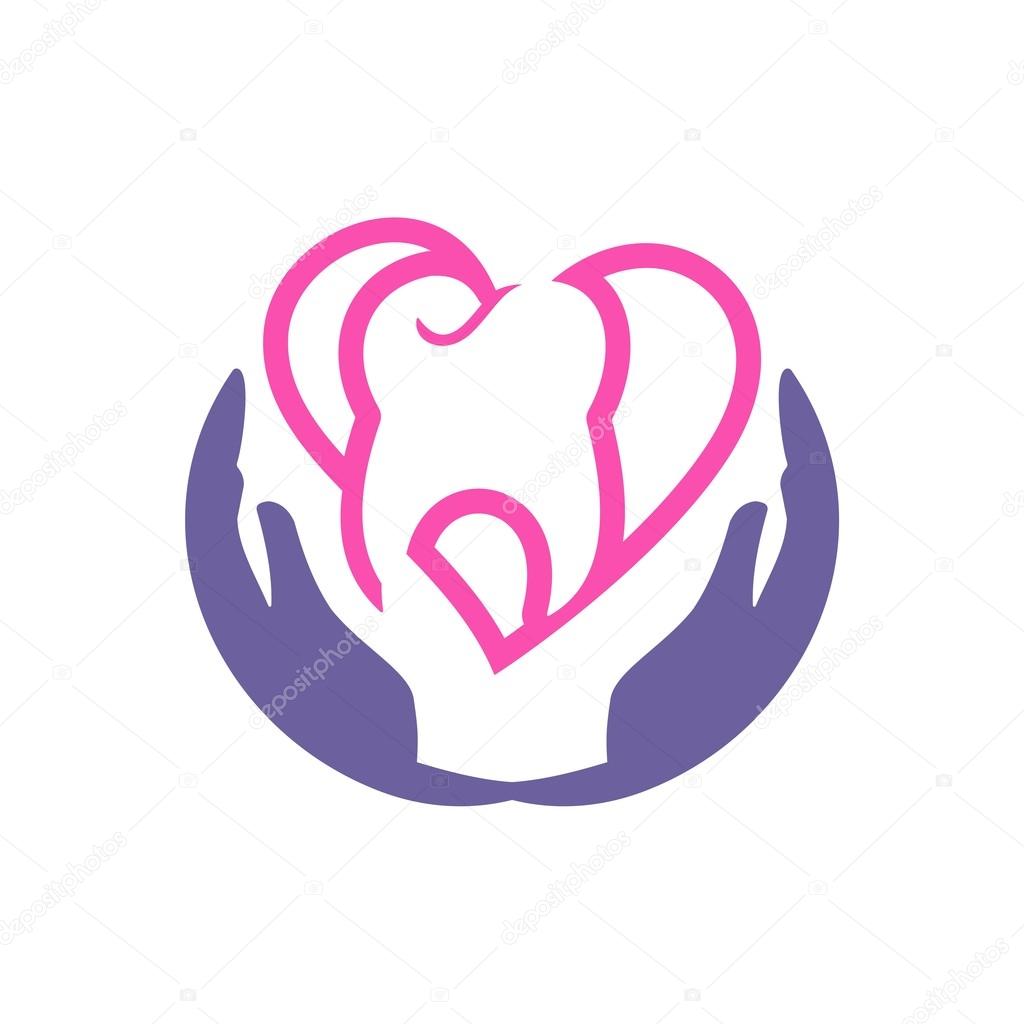 Download Dental Logo icon Hearth Love Hand — Stock Vector ...