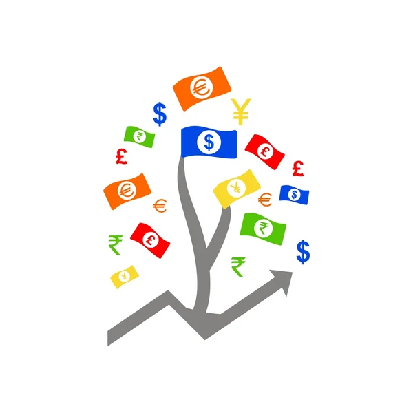 Árbol de dinero vectorial - símbolo de negocio exitoso — Vector de stock