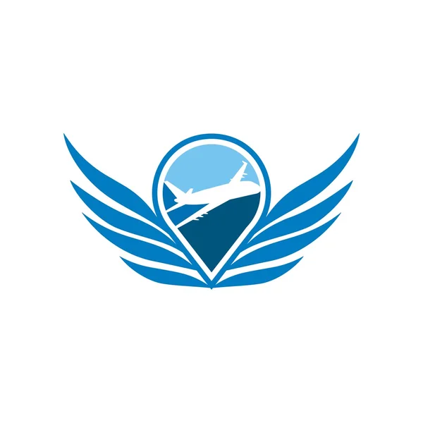 Logo flygplan vingar transport resor semester — Stock vektor
