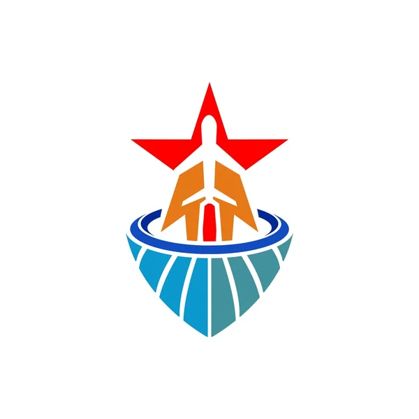 Логотип самолет крылья транспортные поездки праздник — стоковый вектор