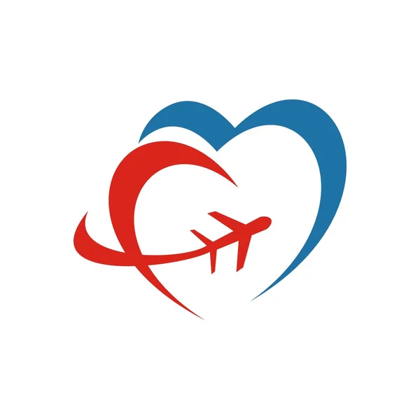 Logo Ícone Vector Infinito Amor avião feriados — Vetor de Stock