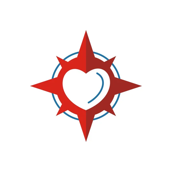 Логотип любов зірка компас коло значок вектор — стоковий вектор