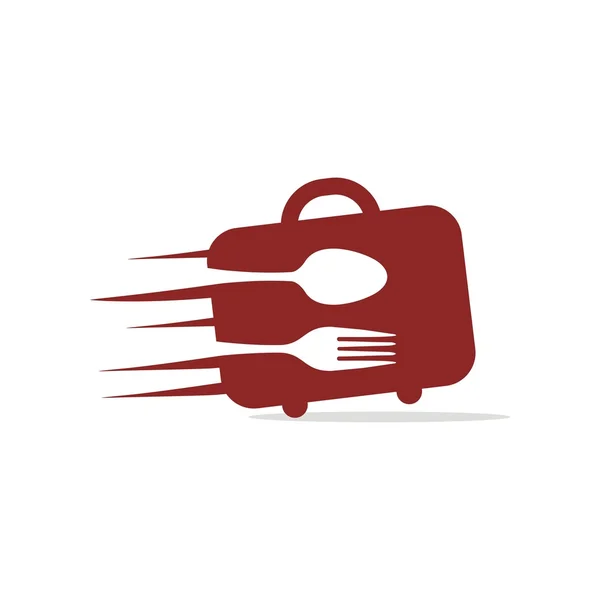 Kaşık ve çatal logo vektör ile çanta — Stok Vektör