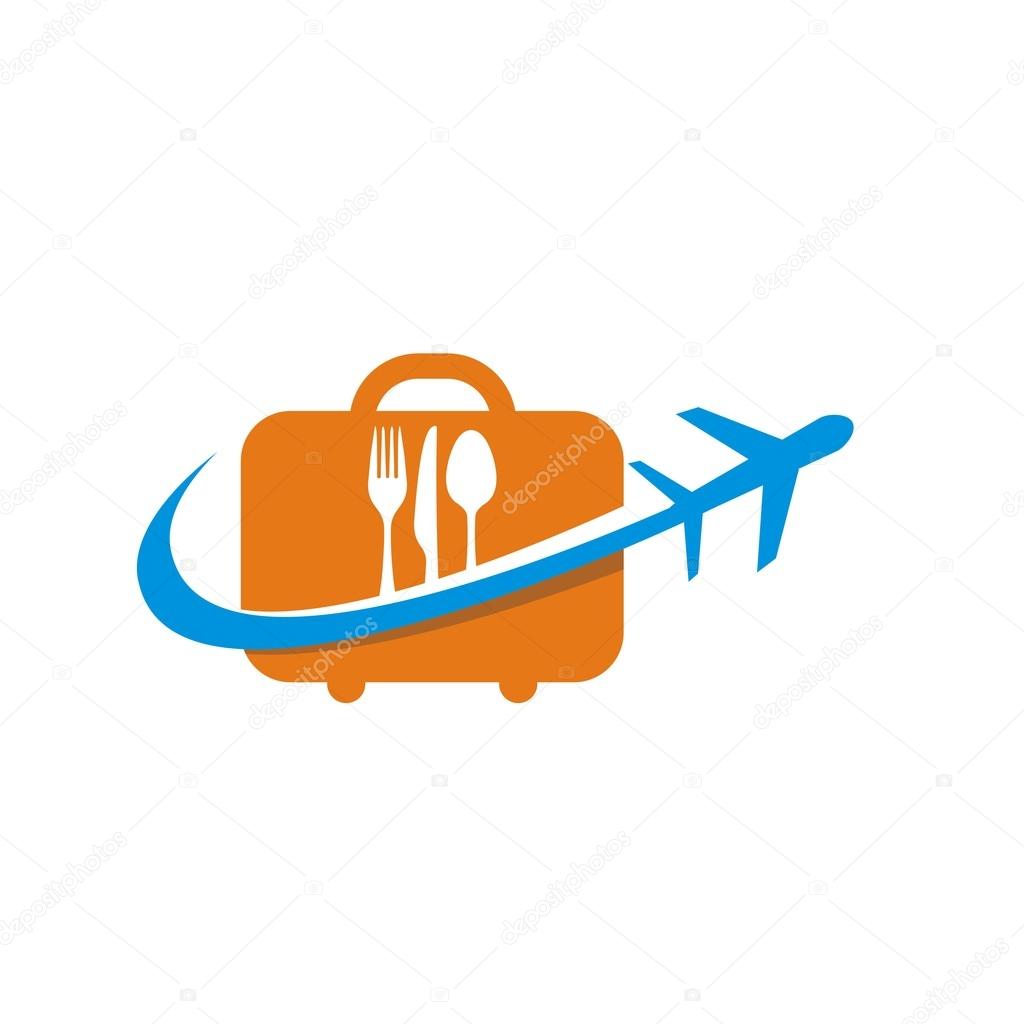 Bag With Spoon And Fork Logo Plant Traveling Vector Stock Vector