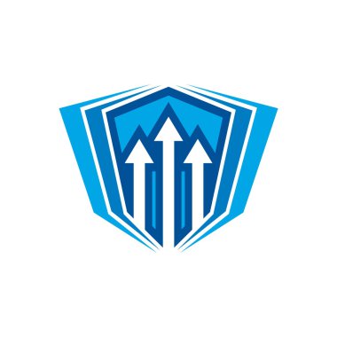 güvenlik kalkanı ok mavi sembol simgesi korumalı