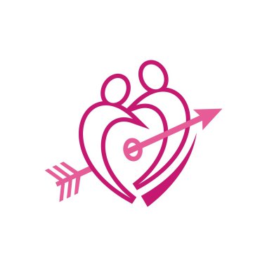 Logo aşk insanlar tatlı kalp iş yaratıcı vektör