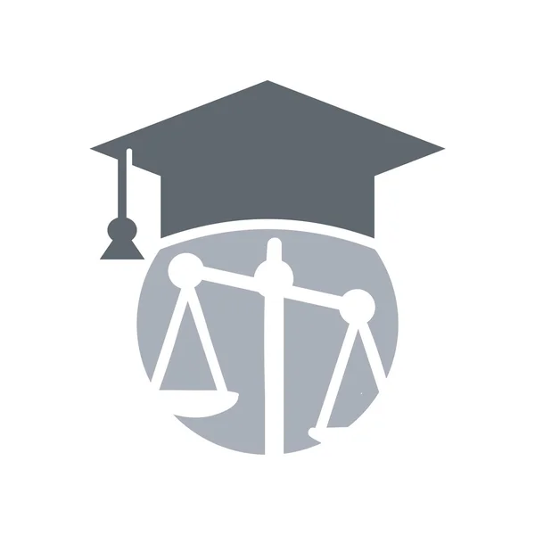 バランスシンボル卒業ベクトルでヴィンテージスケールを持つ法律事務所のロゴアイコン — ストックベクタ