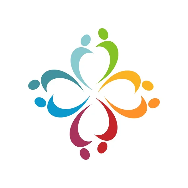 Logo amore persone cuore affari creativo icona simbolo lavoro di squadra vettore — Vettoriale Stock