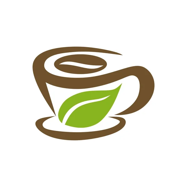 Logo-Skizze von Kaffee-Tee-Tasse Heiße Schokolade Körnchen Vektor — Stockvektor