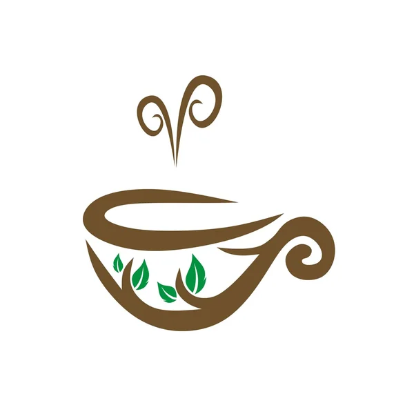 Logotipo boceto de café té taza chocolate caliente gránulo vector — Archivo Imágenes Vectoriales