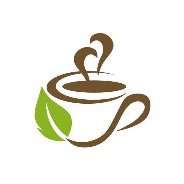 Logo-Skizze von Kaffee-Tee-Tasse Heiße Schokolade Körnchen Vektor — Stockvektor