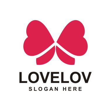 Kelebek logo aşk fikir yaratıcı sembolü illüstrasyon vektör