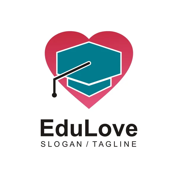 Logo graduación tapas amor icono símbolo corazón — Vector de stock