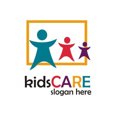 Çocuklara iyi bak logo sağlıklı eğlenceli çocuk sembol simge vektör