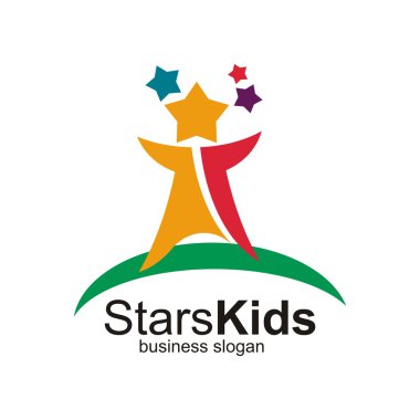 Yıldız çocuklar sembol tasarlamak yaratıcı sanat logo vektör