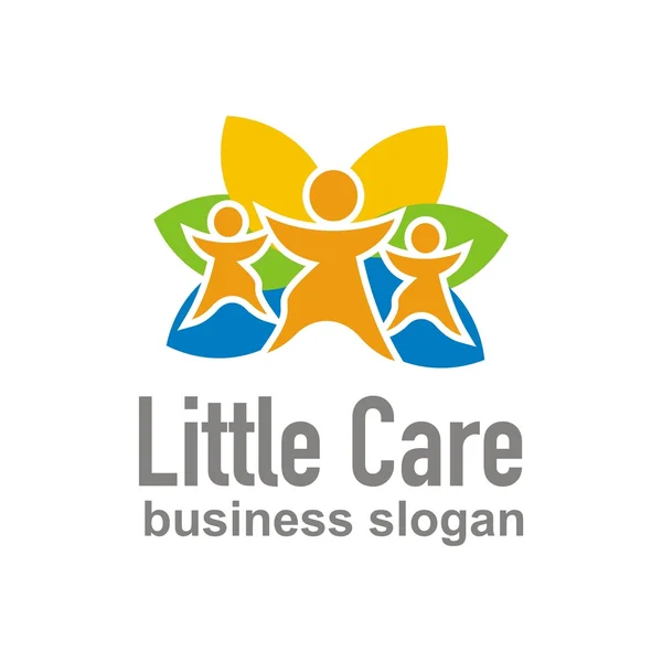 Little care logo design children — Stock Vector