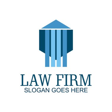 Logo hukuk firması bina ve adalet simge vektör