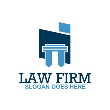 Logo hukuk firması bina ve adalet simge vektör
