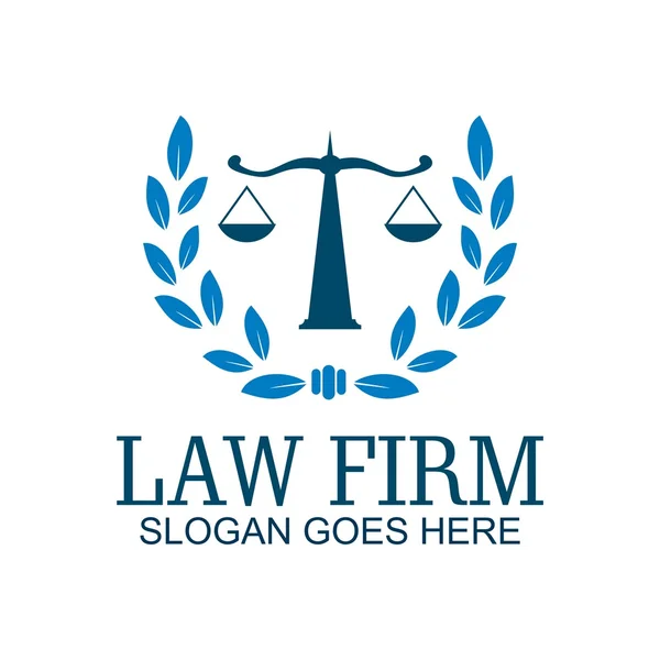 Logo hukuk firması bina ve adalet simge vektör — Stok Vektör