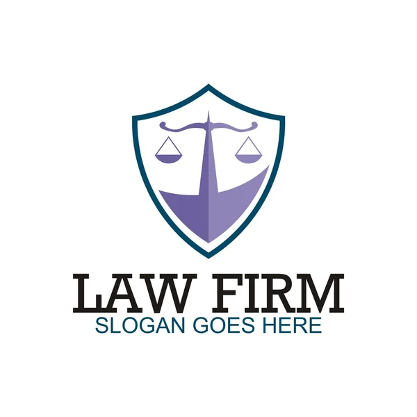 Logo wet stevig gebouw en rechtvaardigheid pictogram vector — Stockvector