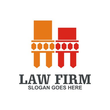 Logo hukuk firması bina ve adalet simge vektör