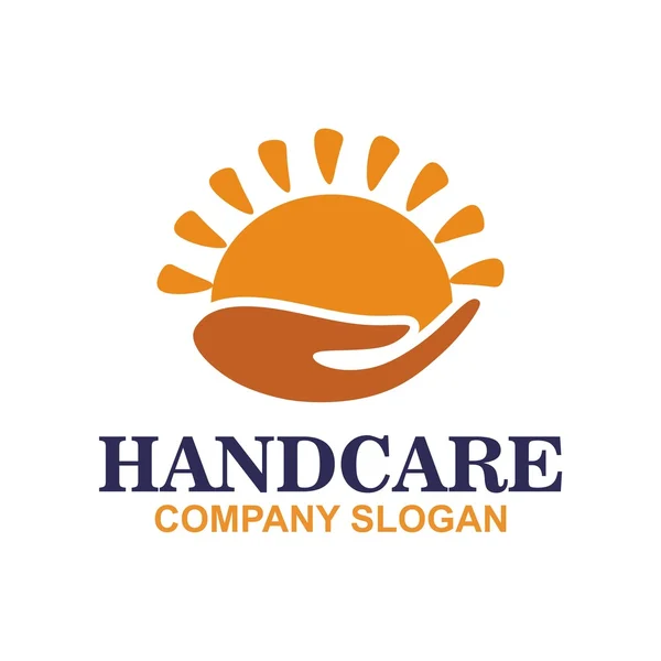 Símbolo de cuidado de la mano logo jabón desinfectante de la mano natural saludable — Vector de stock