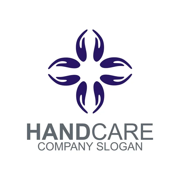 Símbolo de cuidado de la mano logo jabón desinfectante de la mano natural saludable — Vector de stock