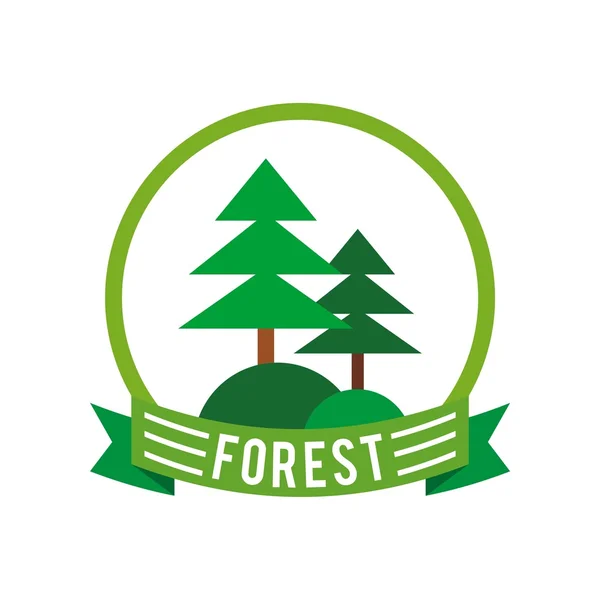 Logo de la forêt et vecteur vert pin — Image vectorielle
