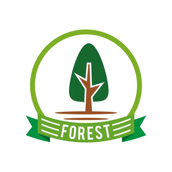 Logo lasu i drzewa sosna wektor zielony — Wektor stockowy