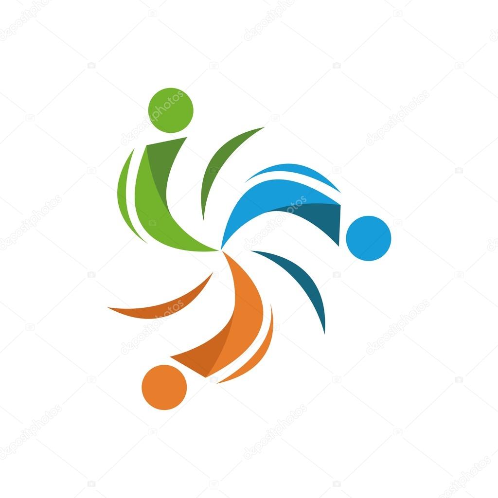 Symbol icon teamwork people human colorful design vector