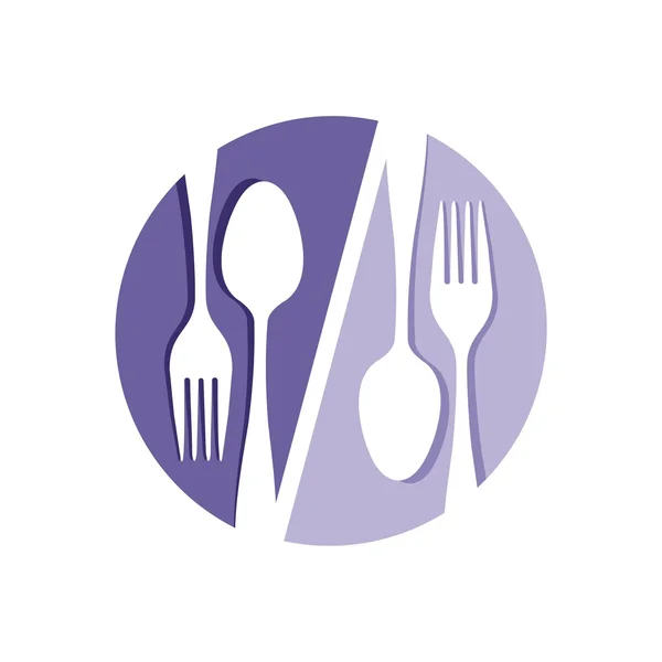 Sembol logo çatal bıçak takımı gıda tasarımı — Stok Vektör