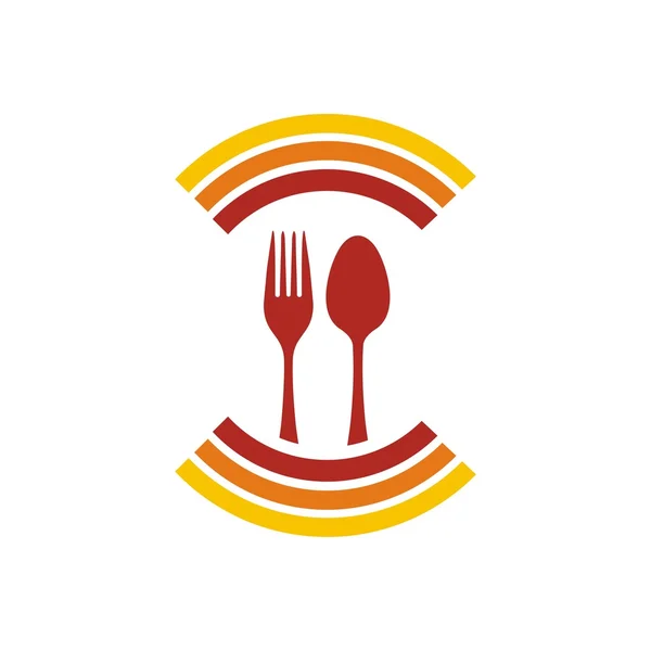 Símbolo logo cubiertos diseño de alimentos — Vector de stock