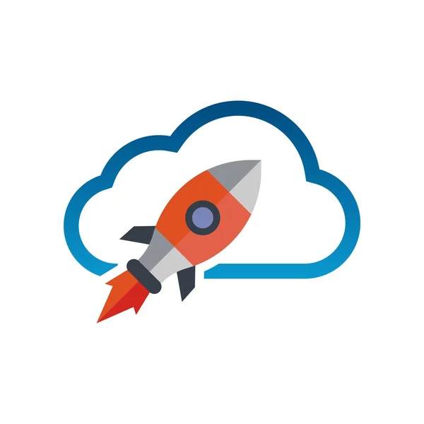 Diseño del logo del cohete nube — Vector de stock