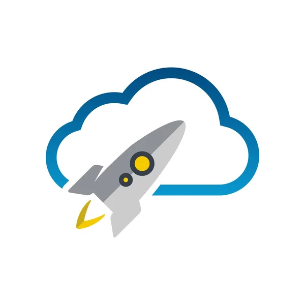 Cloud rocket logo design — Stock Vector