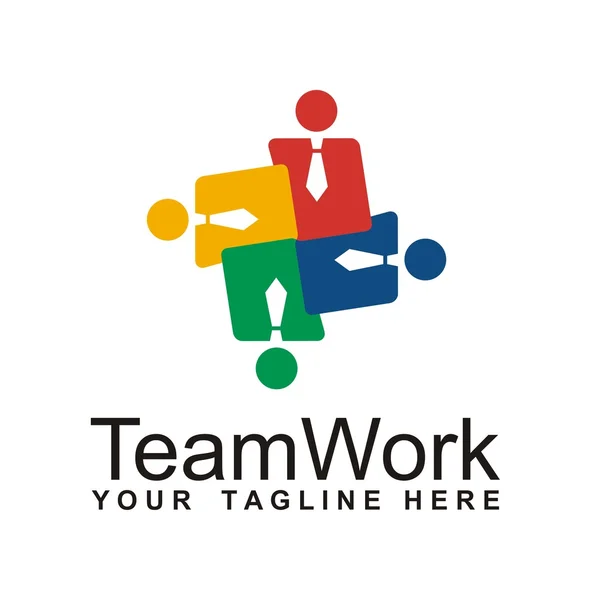 Vetor ícone de design de logotipo de trabalho em equipe — Vetor de Stock