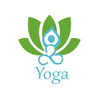 Yoga poz Logo vektör tasarımı. Güzellik, Spa, kaplıca Relax simgesi