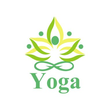 Yoga poz Logo vektör tasarımı. Güzellik, Spa, kaplıca Relax simgesi
