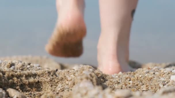 Close-up de pernas na praia — Vídeo de Stock