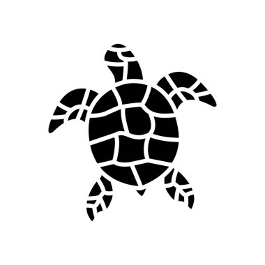 Siyah Kaplumbağa Silueti Simgesi Beyaz Arkaplan 'da izole edildi. Vektör