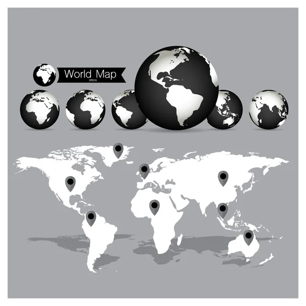 Mapa Del Mundo Globo Ilustración Vectorial — Vector de stock