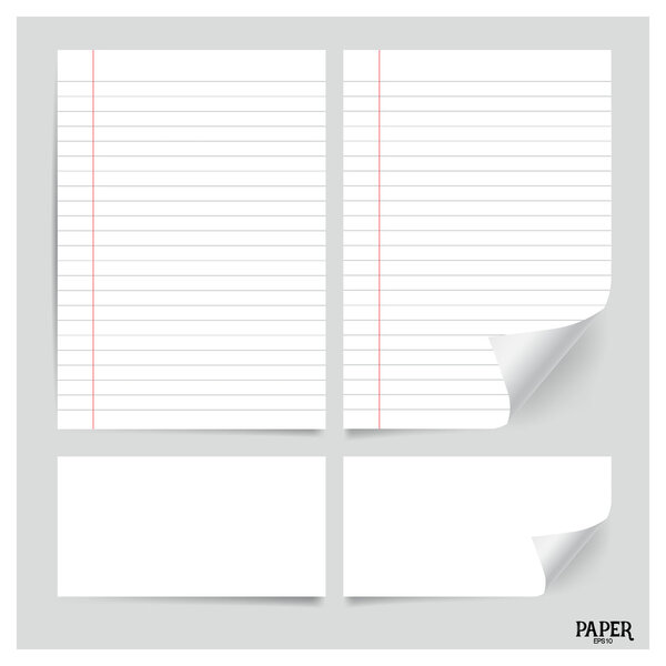 Коллекция белых бумаг, готовых для вашего сообщения. Векторная иллюстрация
.
