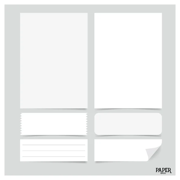 Collection Various White Papers Paper Sheets Lined Paper Note Paper — 스톡 벡터
