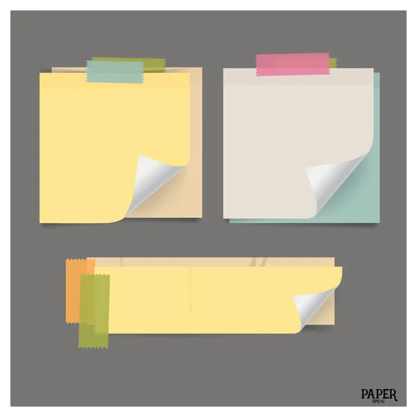 Collection Vintage Vector Note Papers Ready Your Message — 스톡 벡터